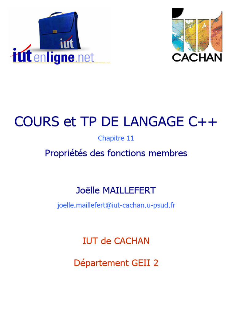Chapitre11 - Cours Et TP de Langage C++ | PDF