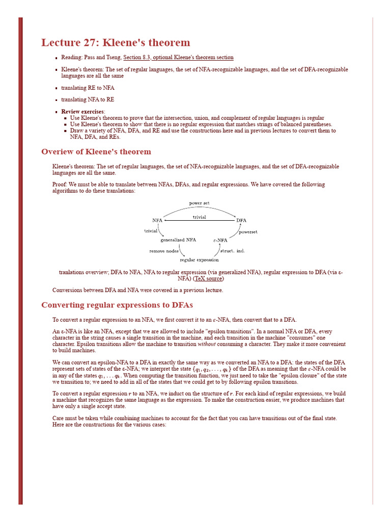 Kleene's Theorem | PDF