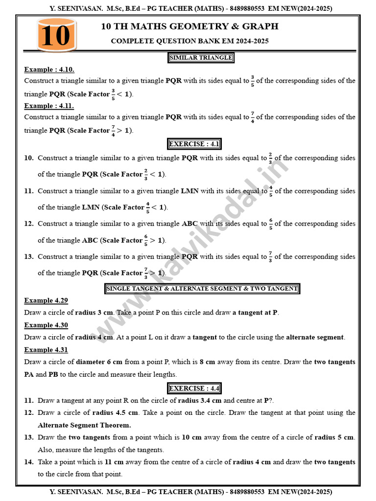10 TH Maths Geometry and Graph Question Bank | PDF