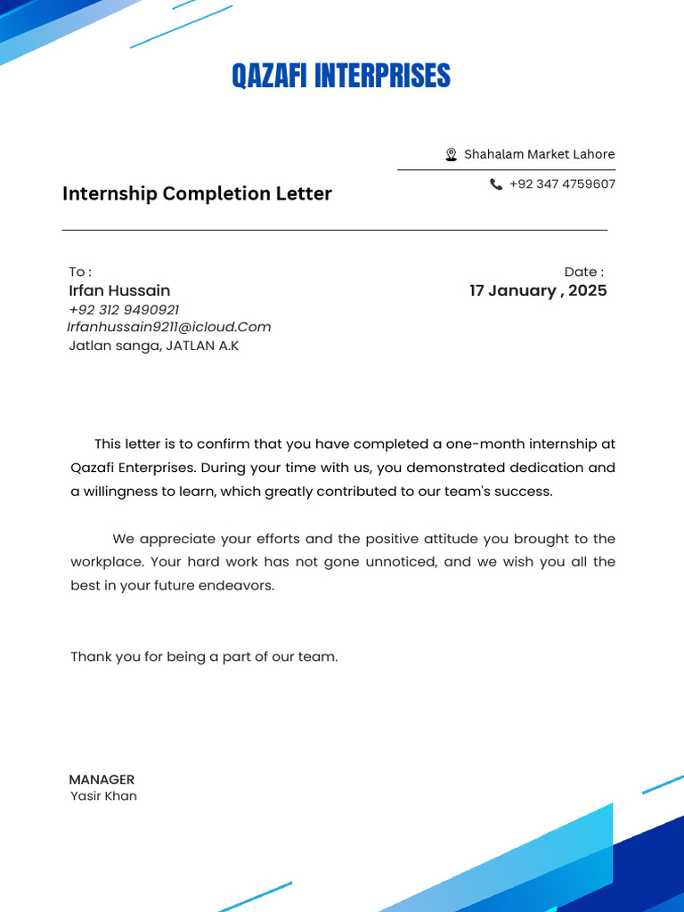 Blue and White Modern Business Letter | PDF
