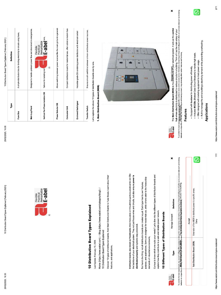 Types of Distribution Boards | PDF
