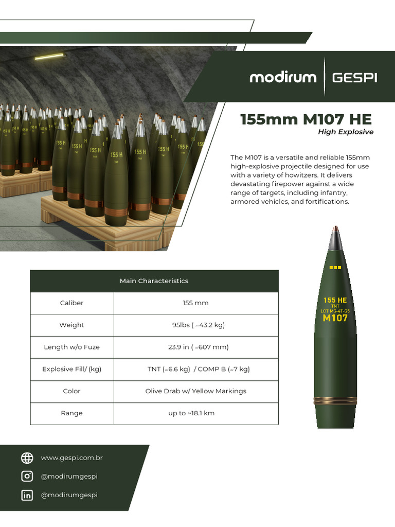Modirum Gespi 155mm-Artillery-Ammunition M107-HE Broshure | PDF