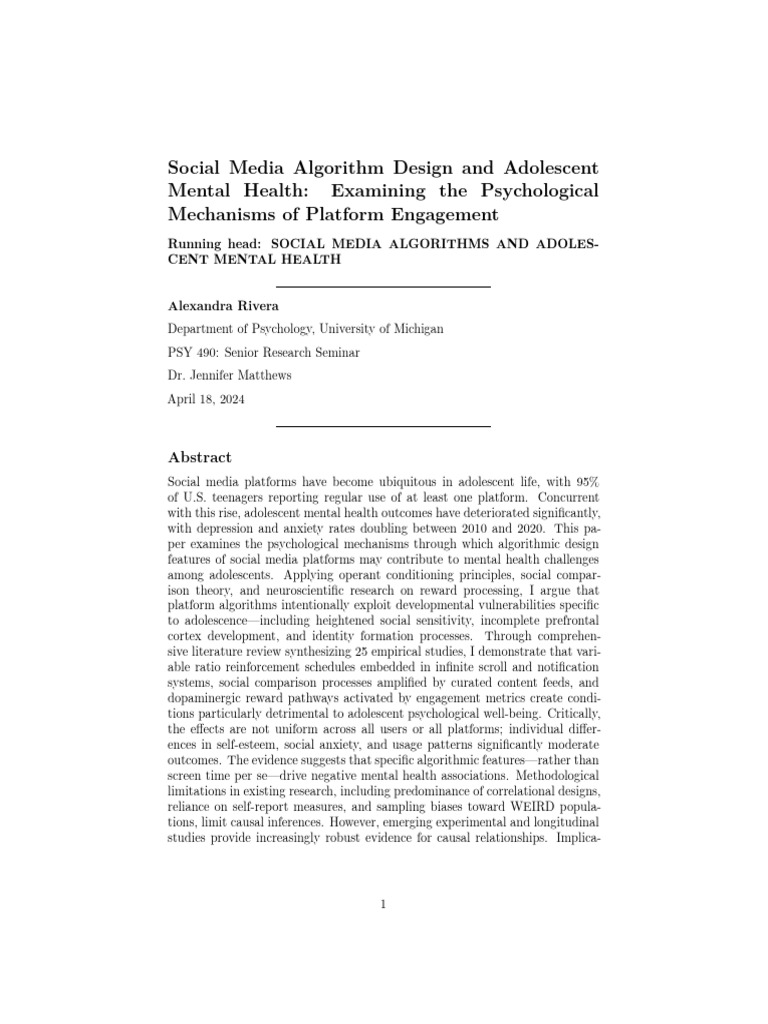 College Psychology Paper Example PDF | PDF