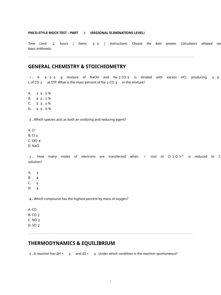 Pnco-Style Mock Test - Part 3 (Complete) | PDF