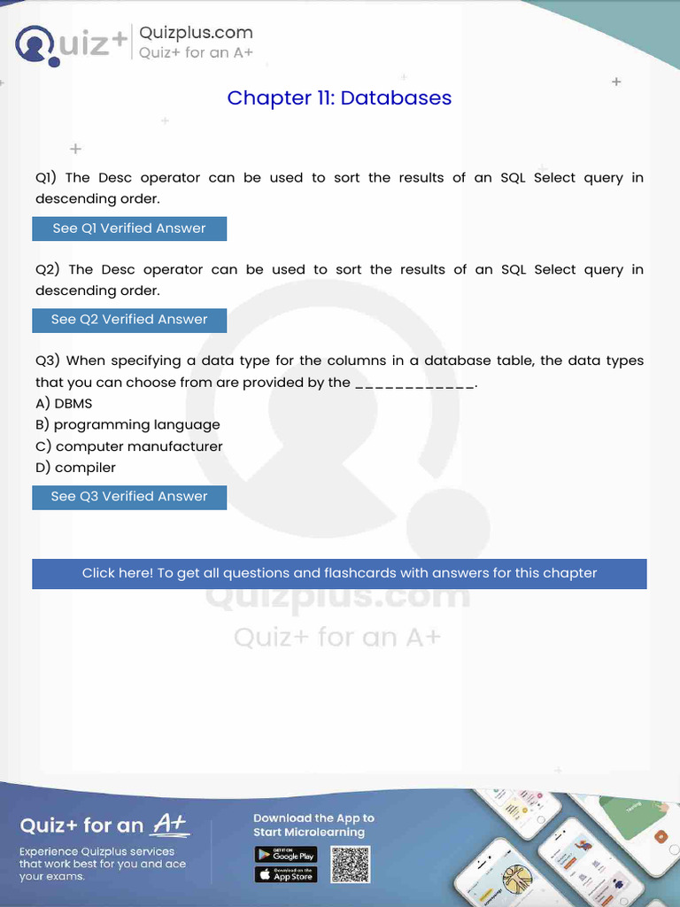 The Desc Operator Can Be Used To Sort The Results of An SQL Select ...
