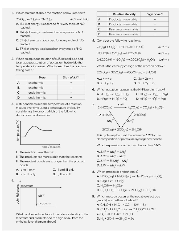 Energetics Practice Questions | PDF