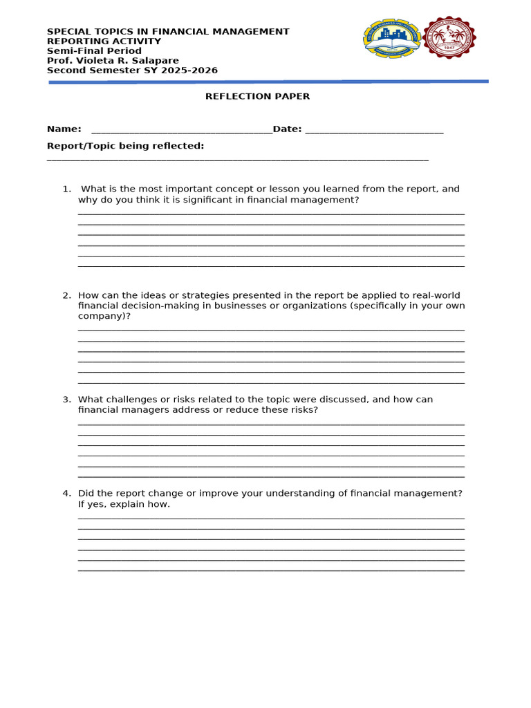 Reflection Paper Reporting | PDF