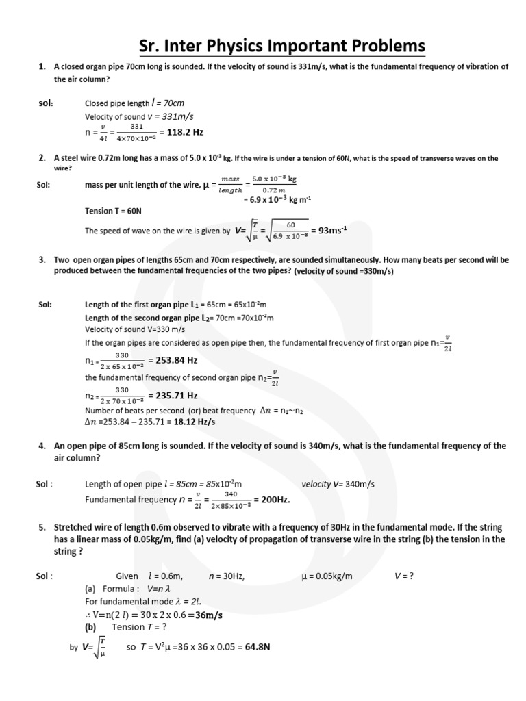 SR Physics - Problems by SATEESH | PDF