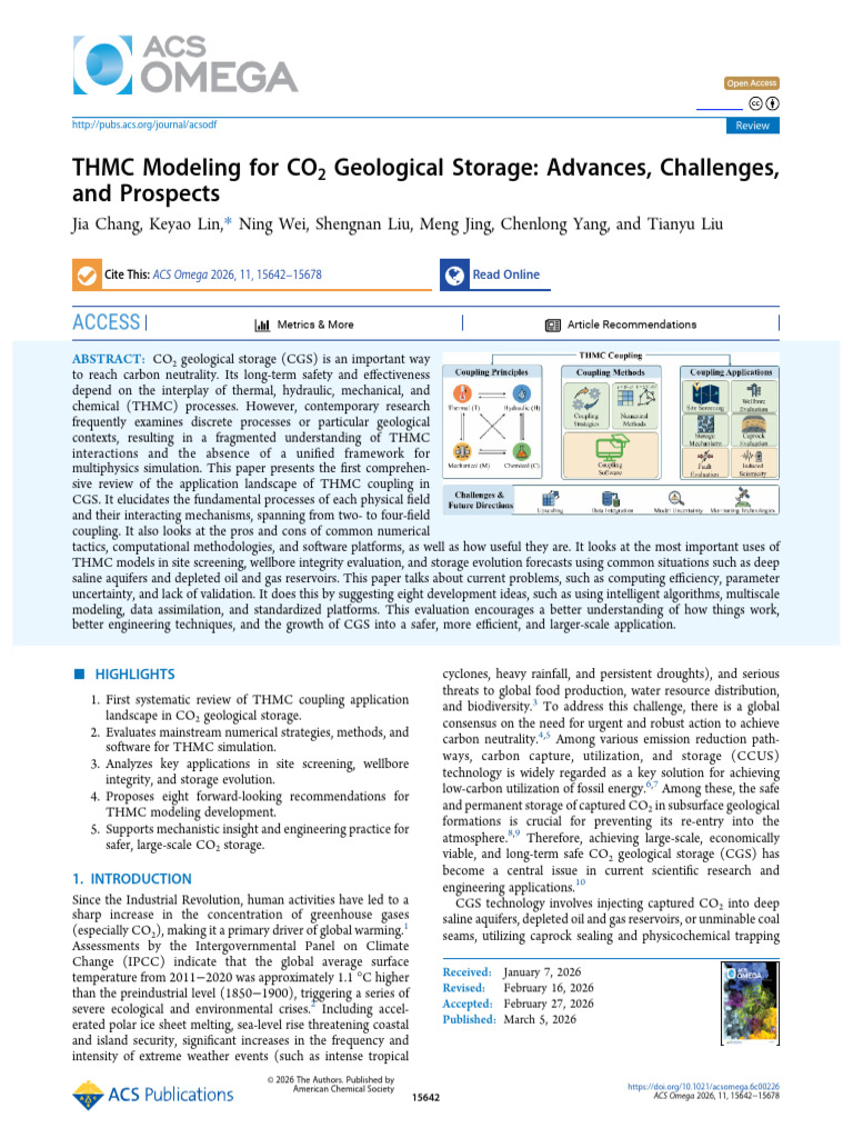 THMC Modeling For Co2 Geological Storage Advances Challenges and ...