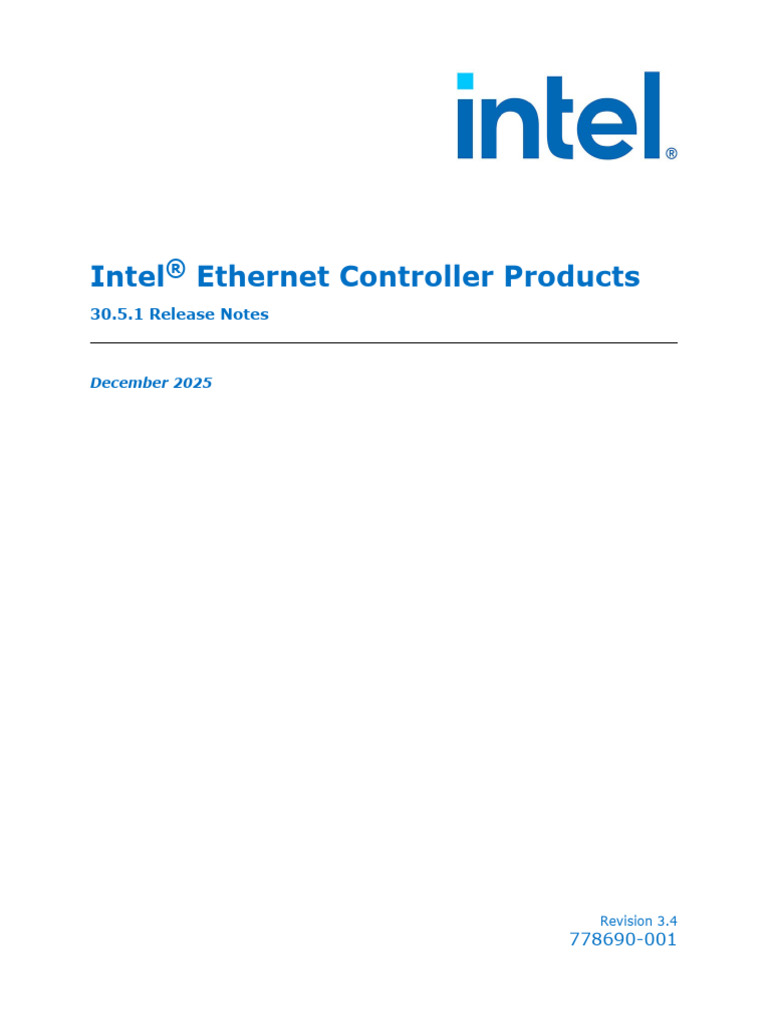 Intel Ethernet Controller Products Release Notes 30.5.1 v2-2 | PDF