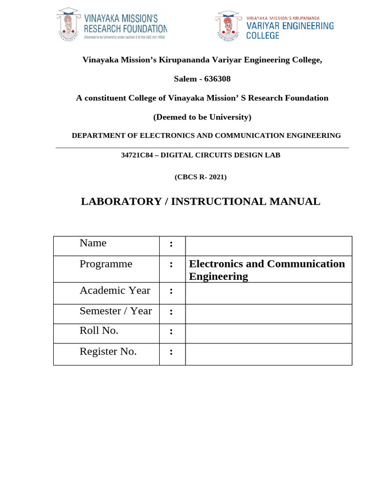 4.digital Circuits Design Lab Manual | PDF