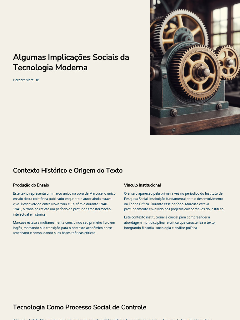 Algumas Implicações Sociais Da Tecnologia Moderna | PDF | Sociologia ...