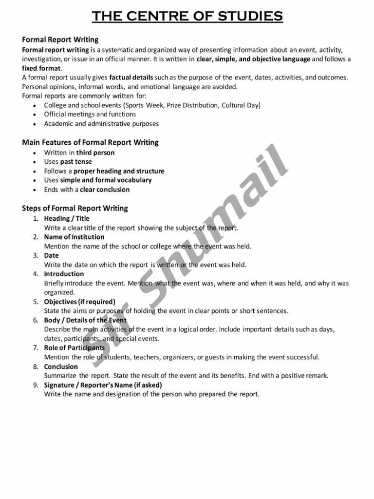 Formal Report Writing CS | PDF