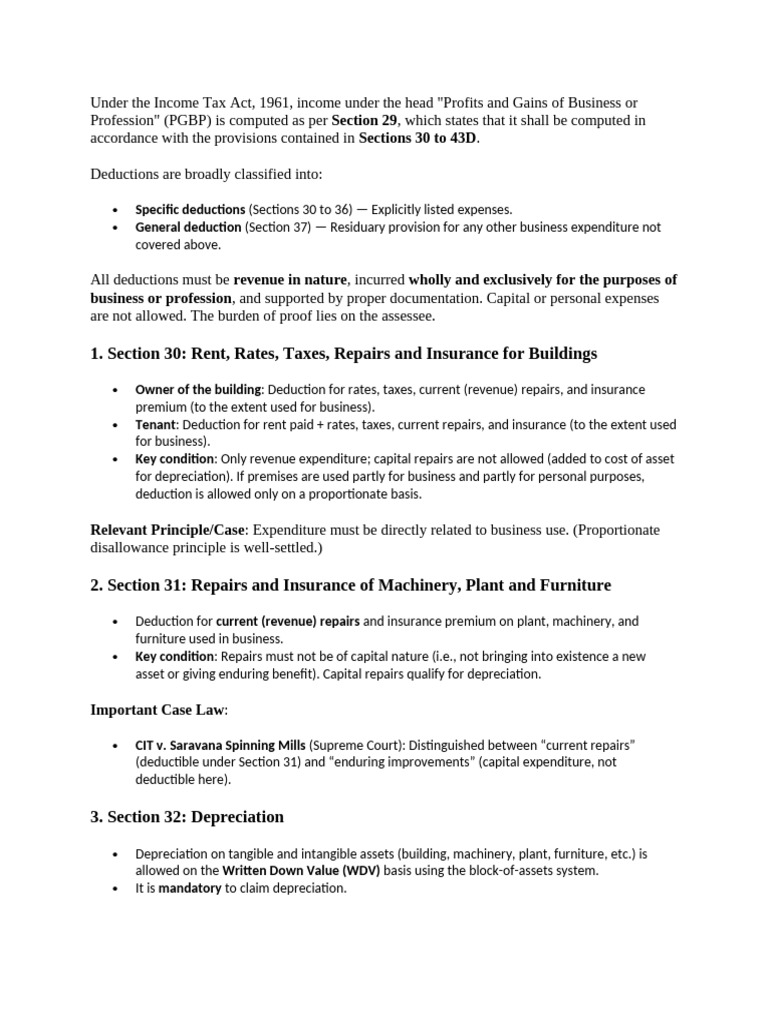 Section 30: Rent, Rates, Taxes, Repairs and Insurance For Buildings | PDF