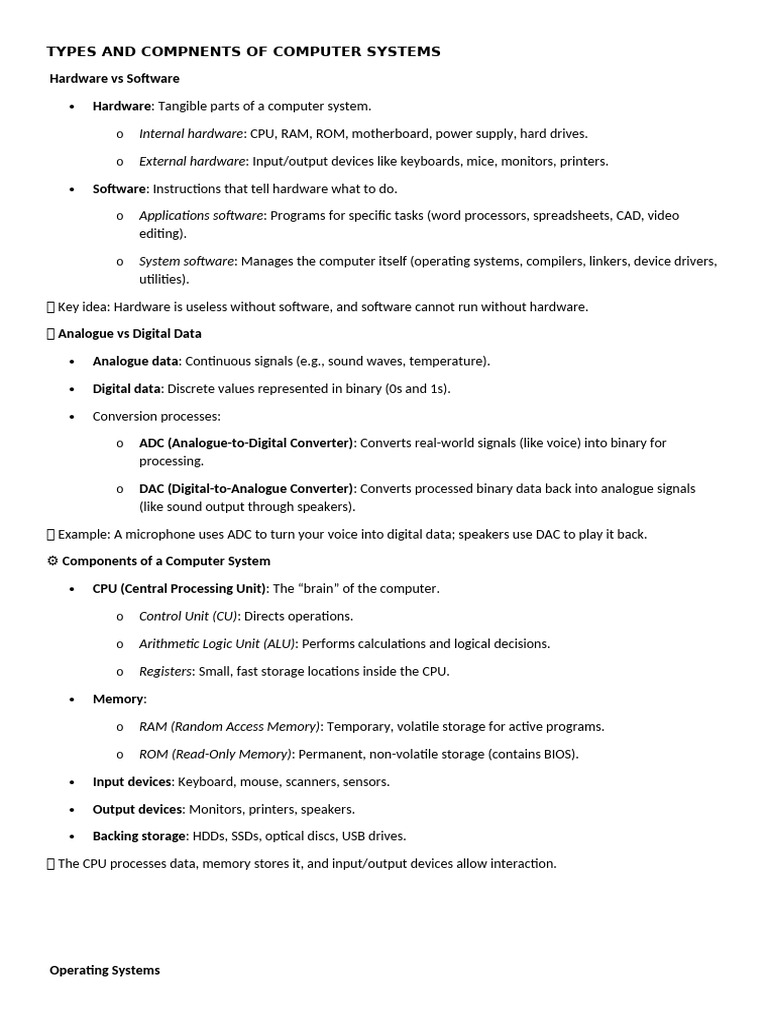 Types and Compnents of Computer Systems | PDF