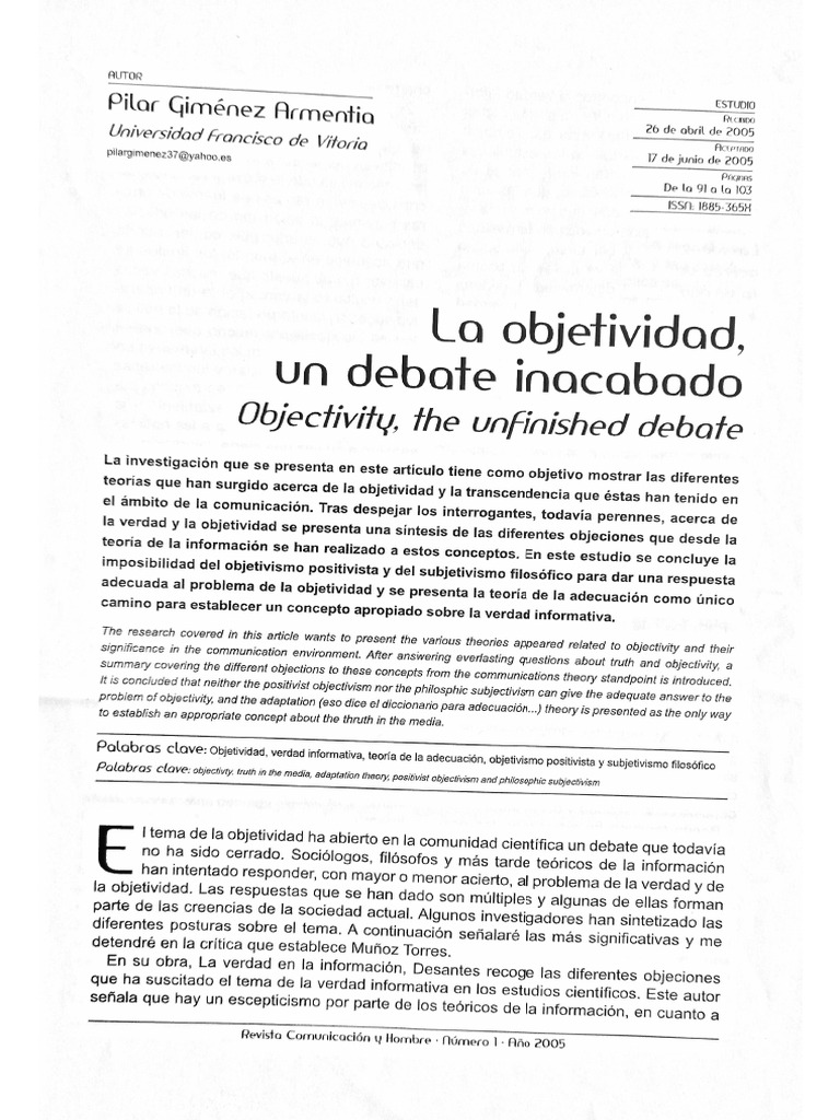 10 La Objetividad Un Debate | PDF
