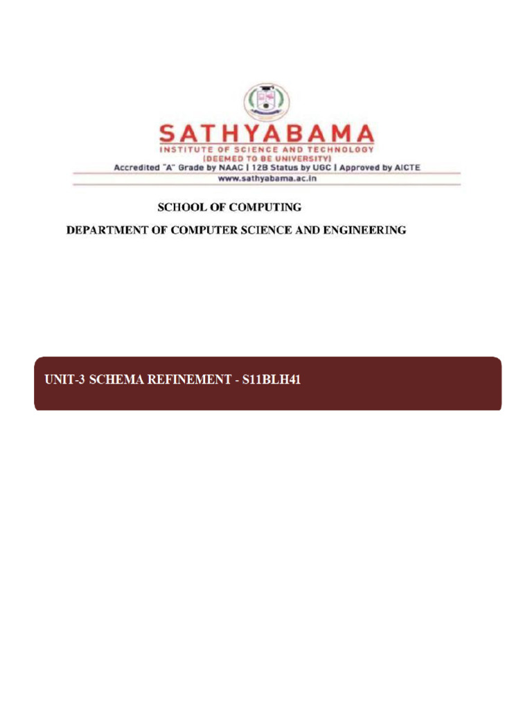 Unit 3 Schema Refinement | PDF
