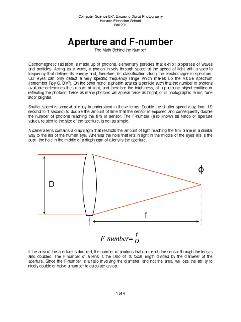 Understanding Aperture and F-Number | PDF