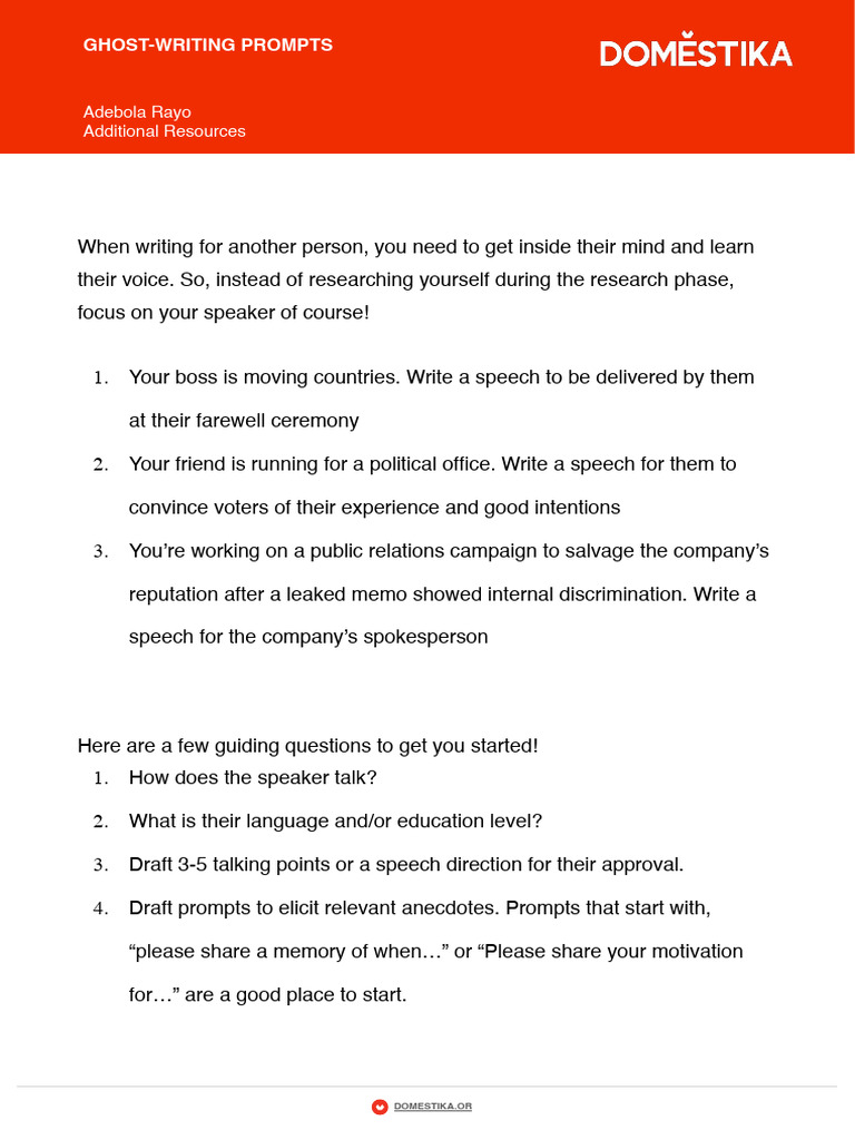 Ghost Writing Prompts | PDF