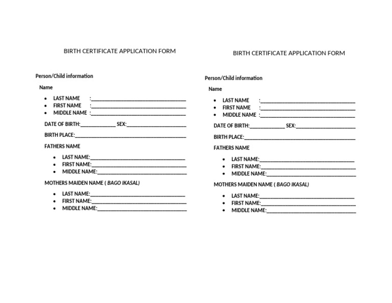 Birth Certificate Application Form | PDF