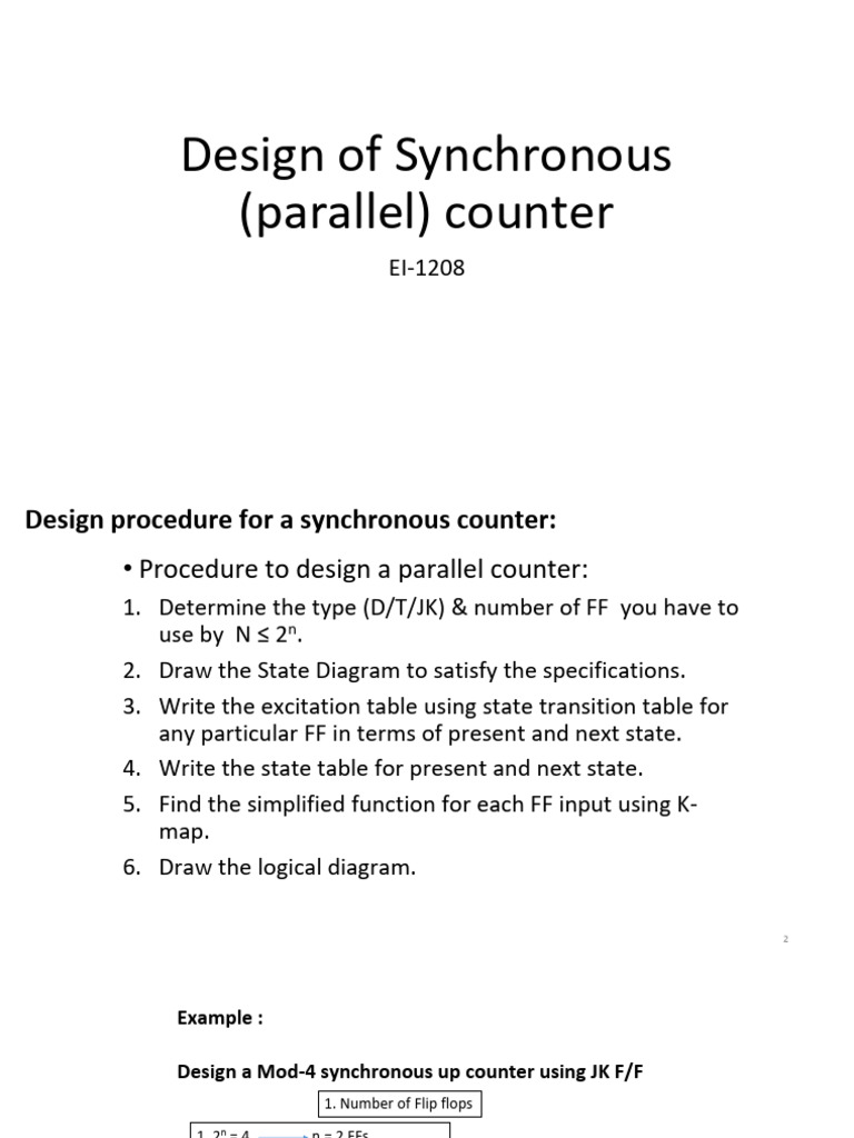 Design of Synchronus Counters | PDF | Electrical Engineering ...