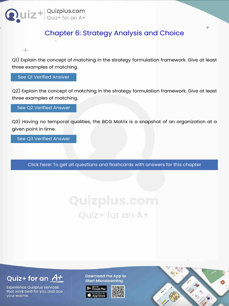 Explain The Concept of Matching in The Strategy Formulation Framework ...