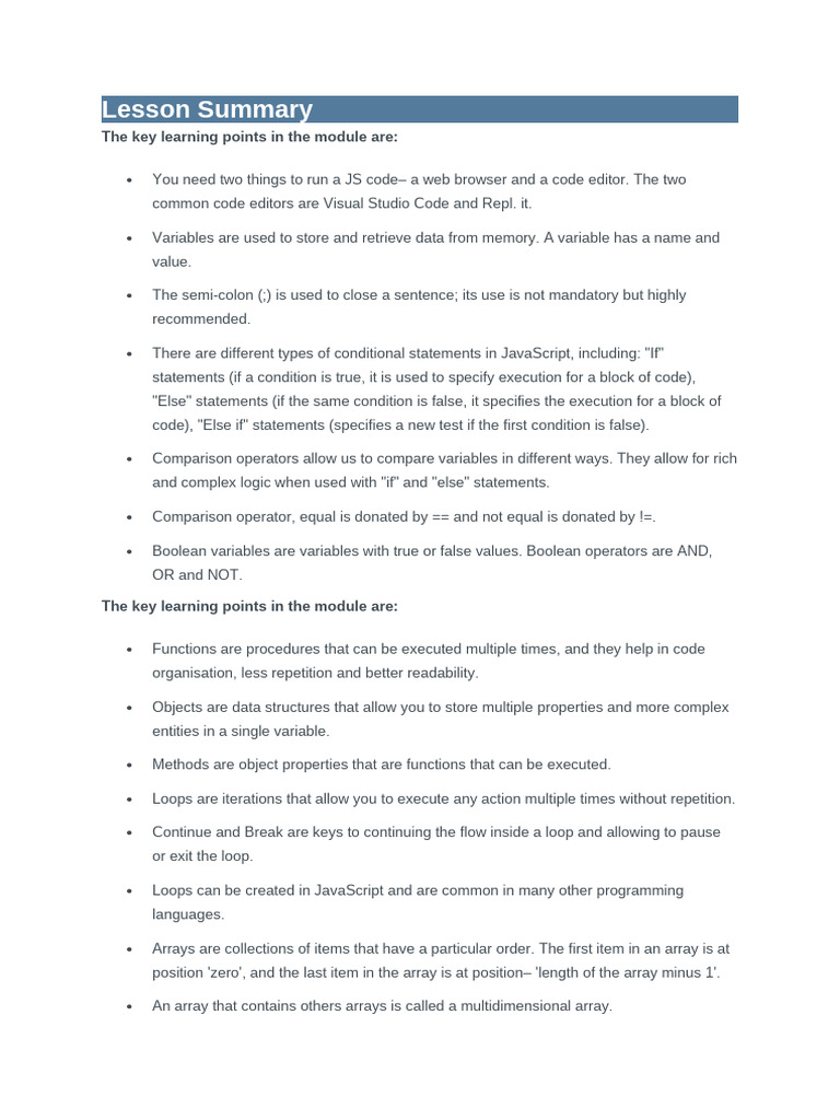 Lesson Summary | PDF