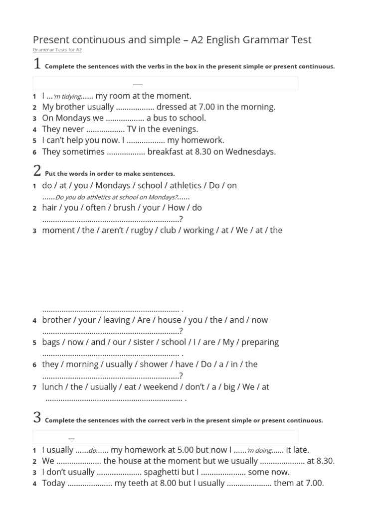 Present Continuous and Simple | PDF