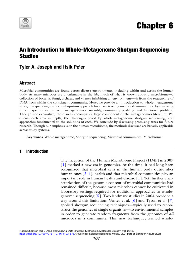 An Introduction To Whole-Metagenome Shotgun Sequencing Studies | PDF