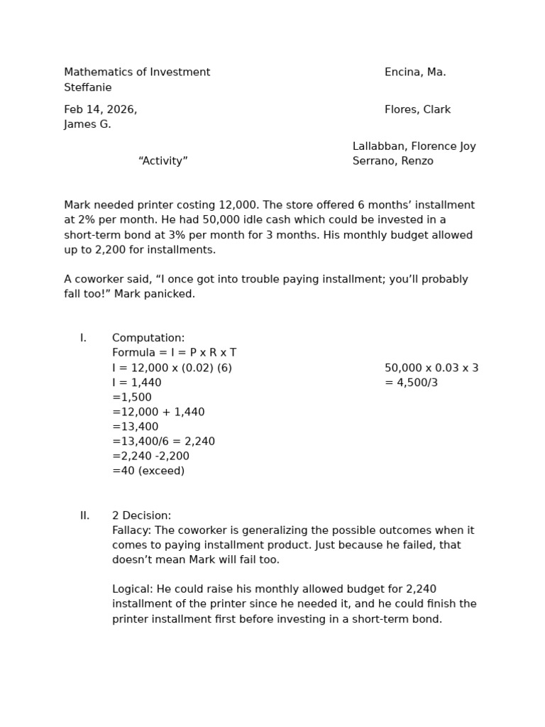 Mathematics of Investment | PDF