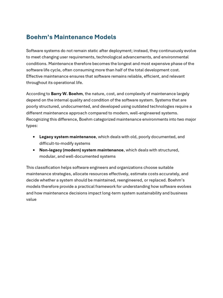 Boehm's Maintenance Models | PDF | Software | System
