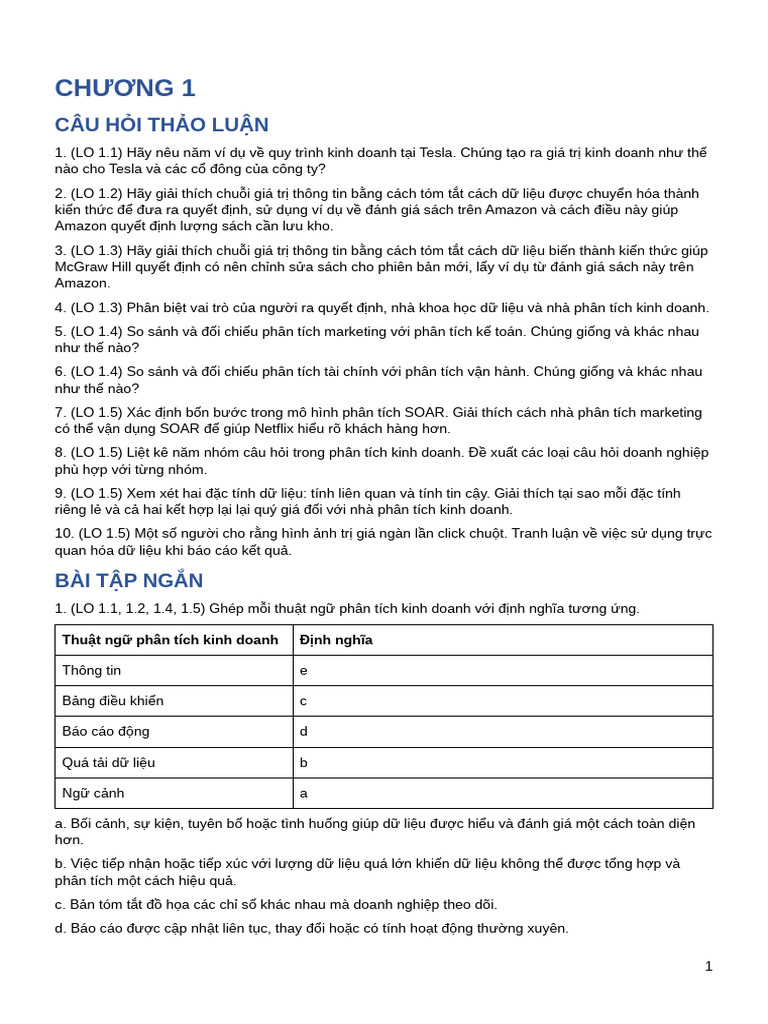 Chương 1 BT SV | PDF