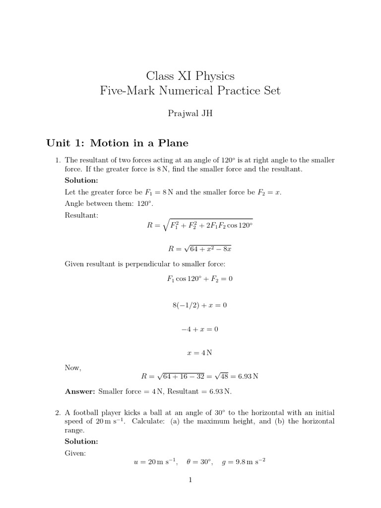 5 Marks Numericals | PDF