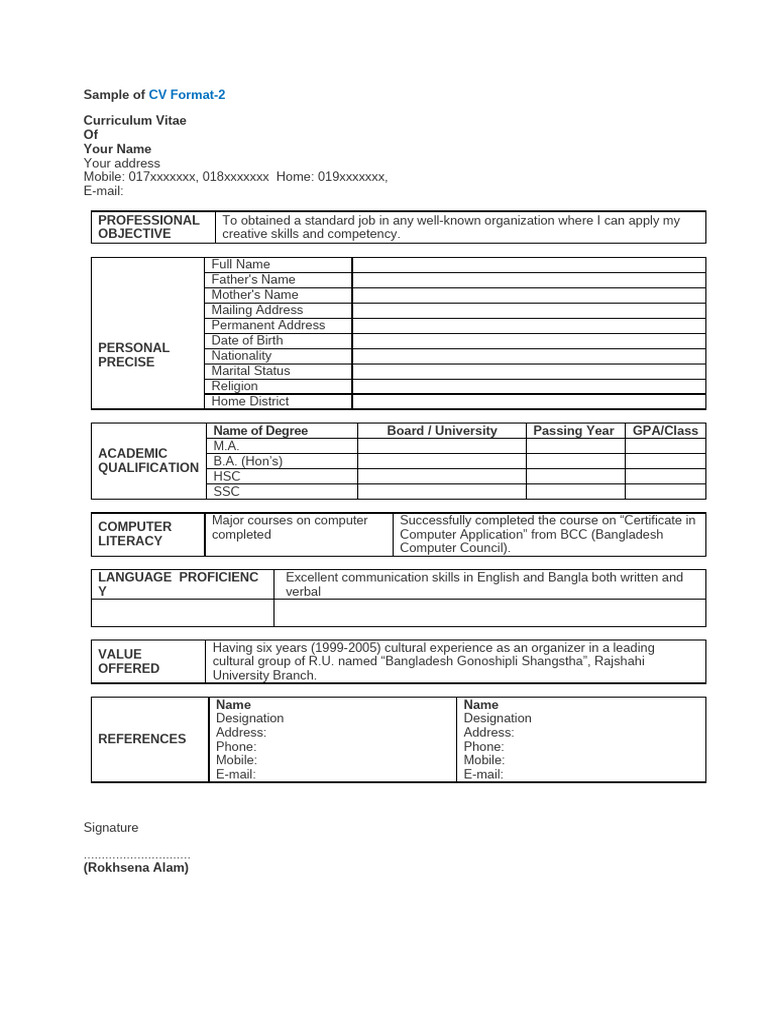 Sample of CV | PDF