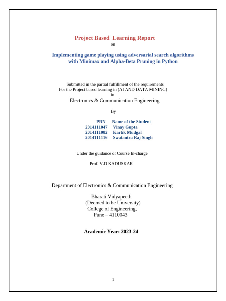 Project Based Learning Report | PDF