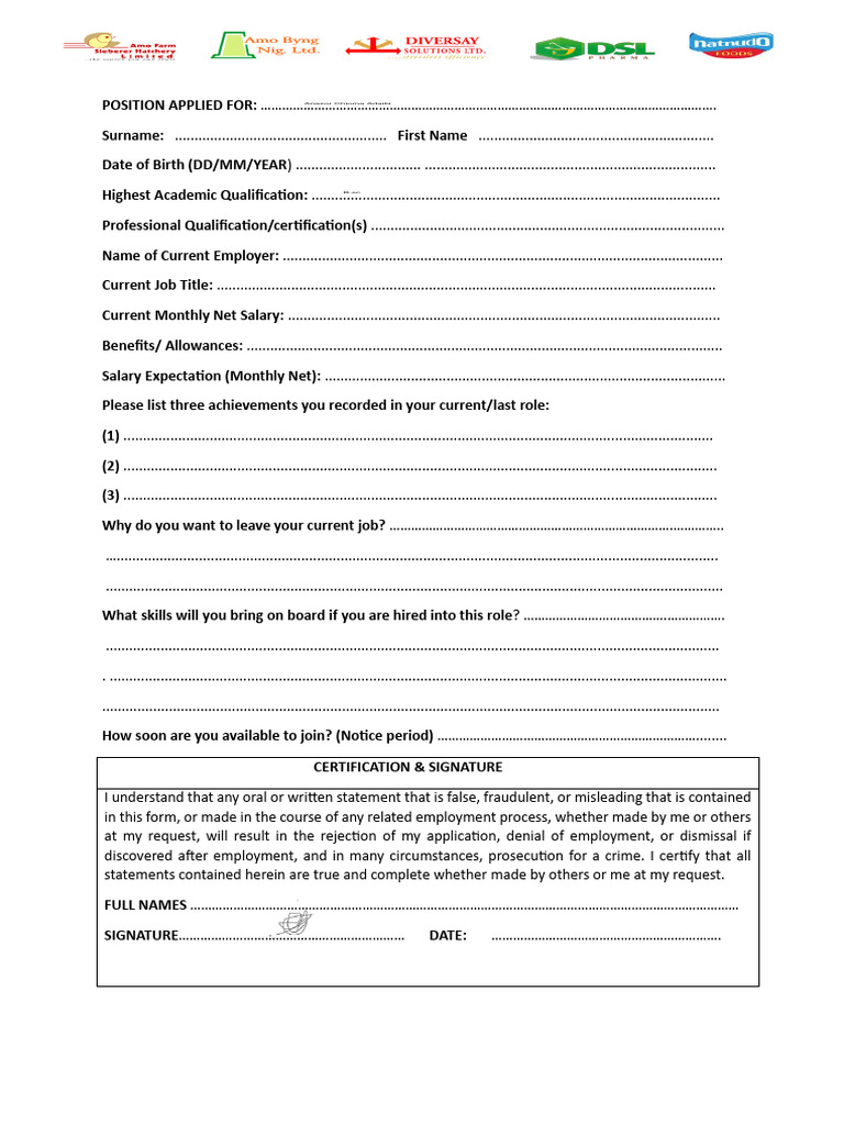 Candidate Pre - Interview Application Form | PDF