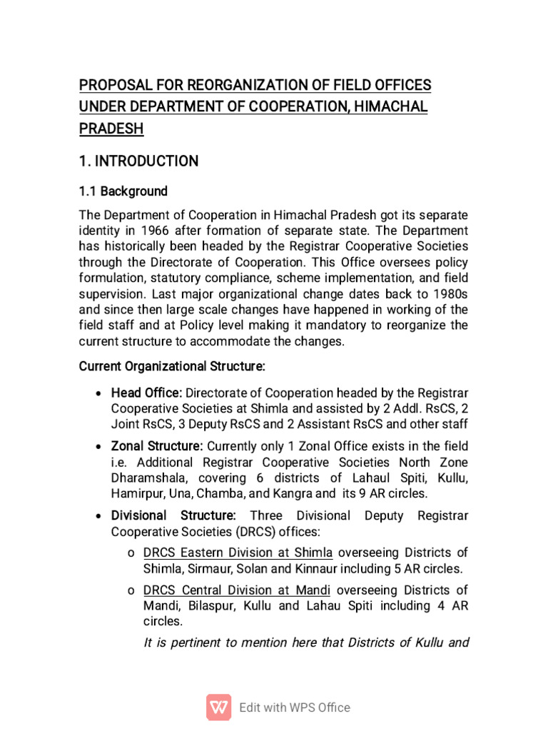 Reorganisation Proposal Final | PDF | Economies | Business