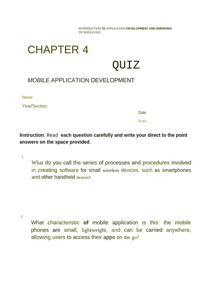 Chapter 4 - Quiz | PDF