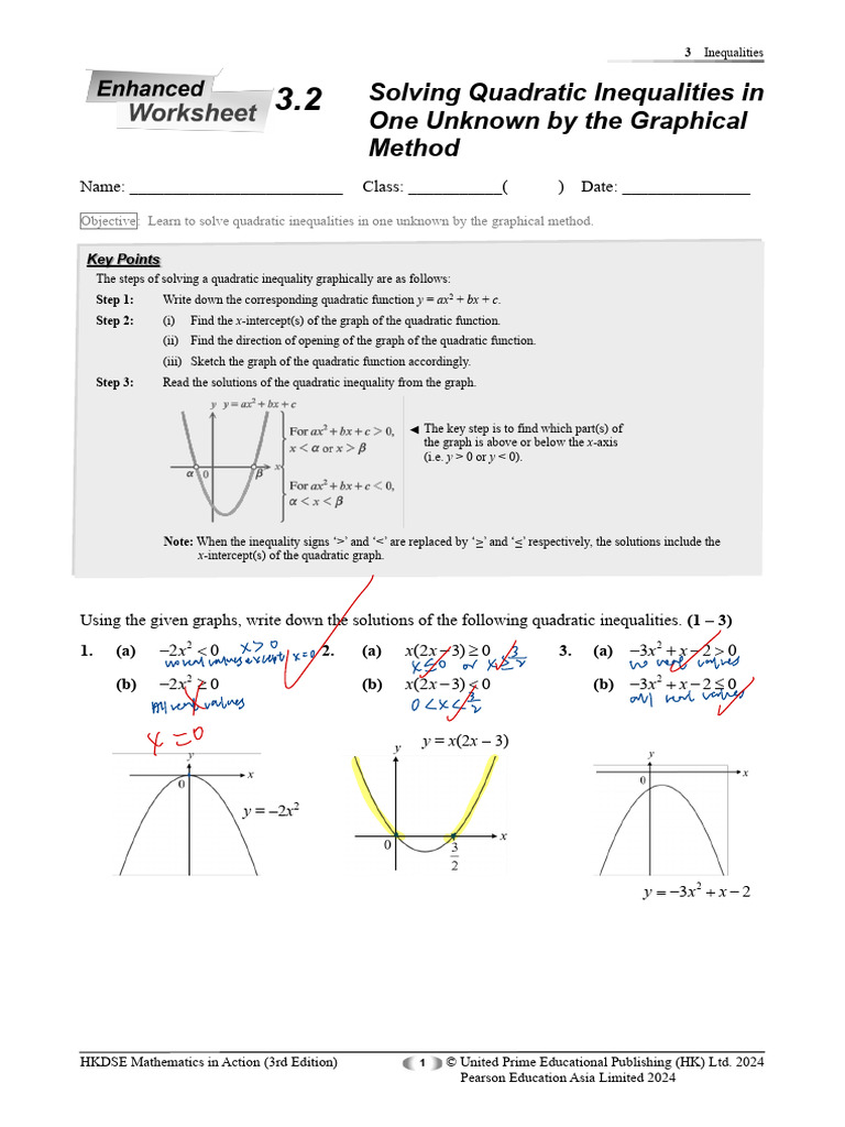 Roni Ch3.2 Solving Quadratic Inequalities in One Unknown by The ...