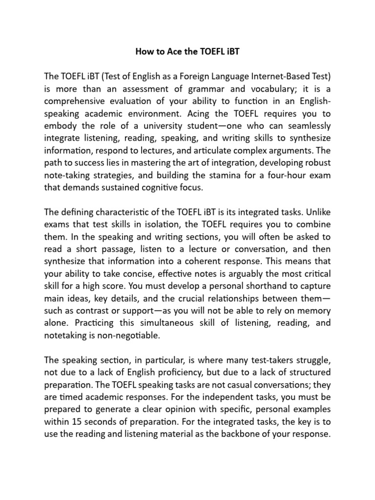 How To Ace The TOEFL IBT | PDF | Test Of English As A Foreign Language ...