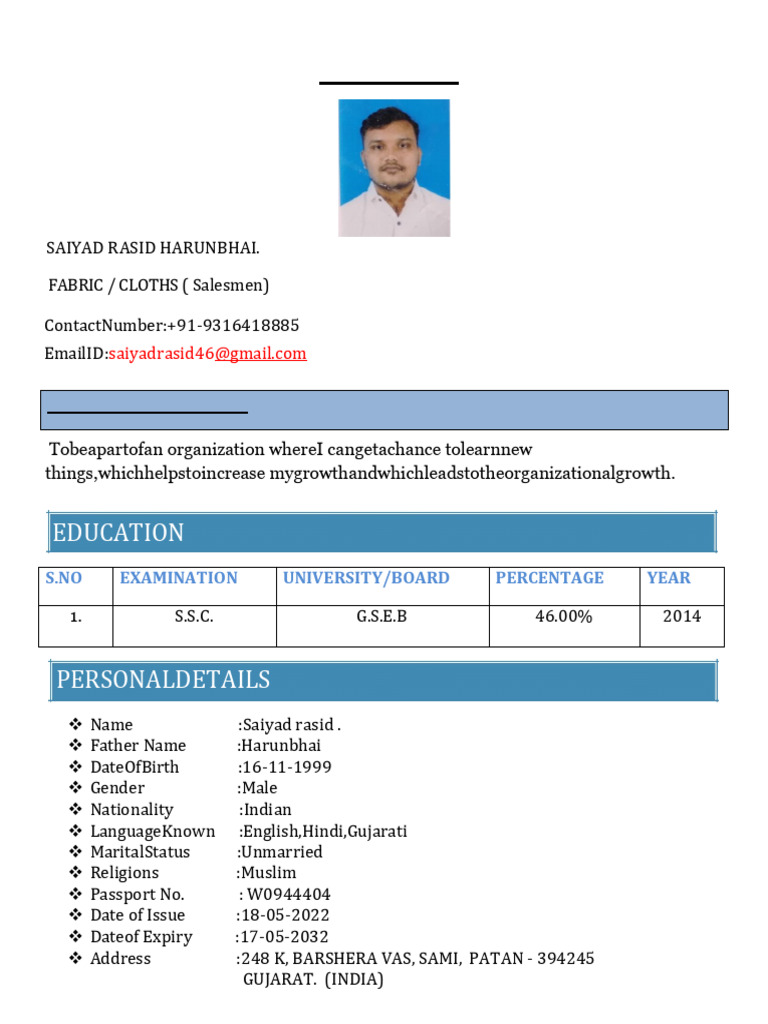Saiyad Rasid Resume | PDF