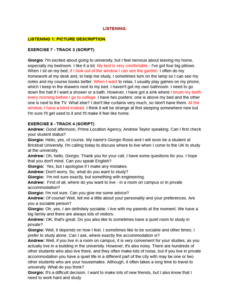 Unit 2 - Listening Script | PDF