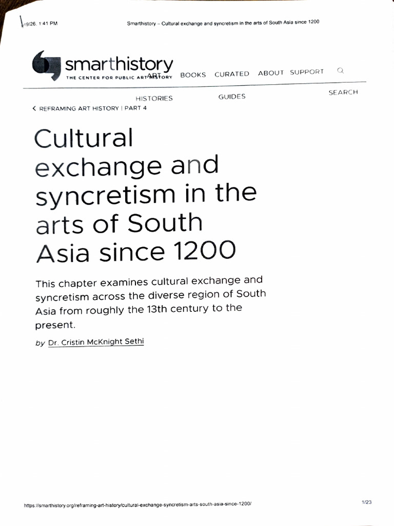 Cultural Exchange and Syncretism in The Arts of South Asia Since 1200 | PDF