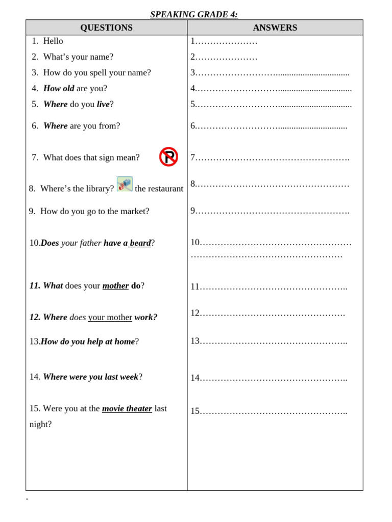 Speaking Grade 2 | PDF