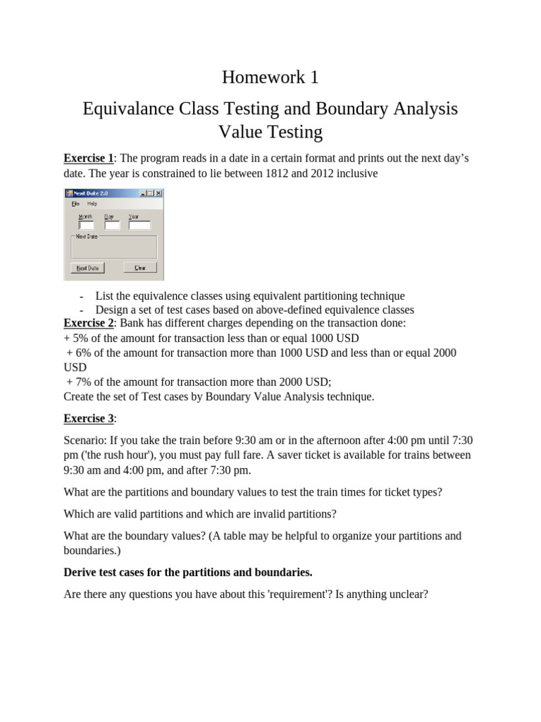 Homework 1 Equivalance BVA | PDF