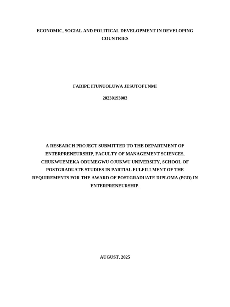 Fadipe | PDF | Developing Country | Economic Development