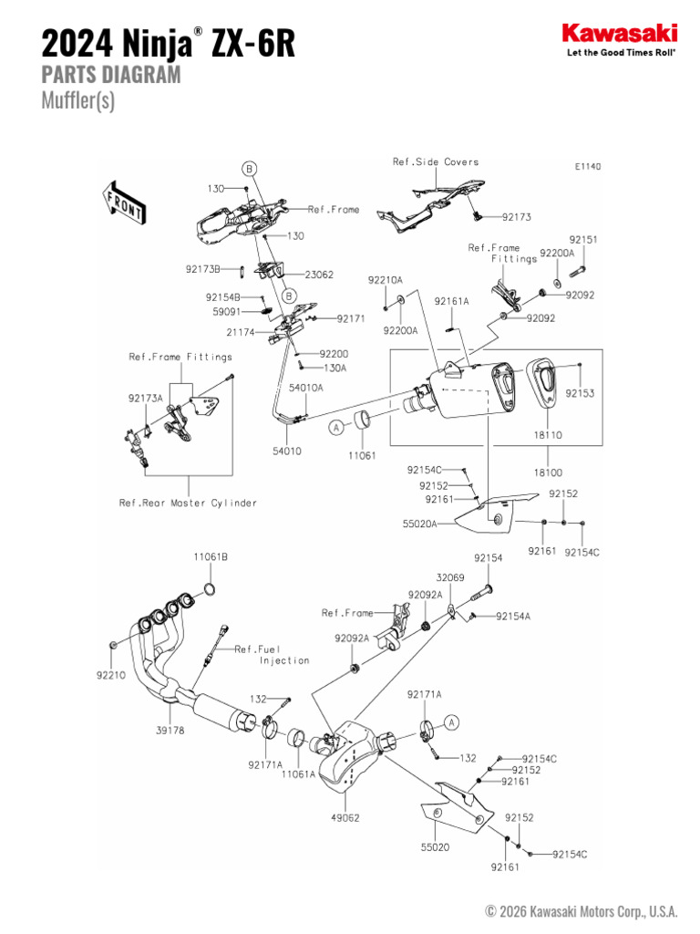 2024 Ninja® ZX-6R PARTS DIAGRAM Muffler(s) | PDF | Vehicle Parts