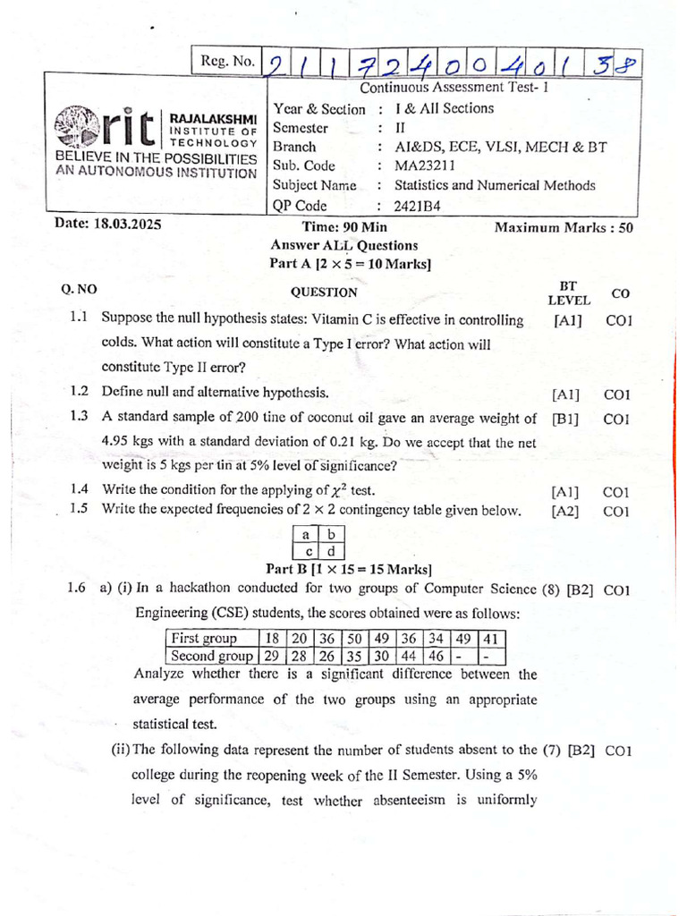 Cat 1 2 3 Question Paper - Compressed | PDF