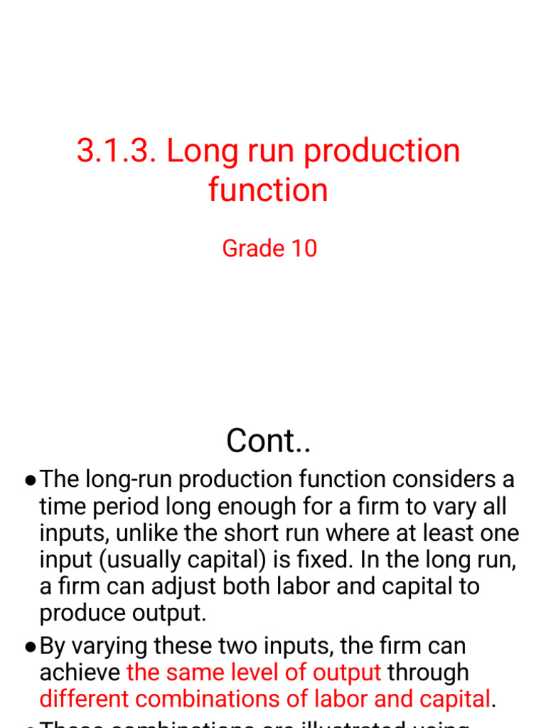 Long Run Production G10 | PDF | Production Function | Economics