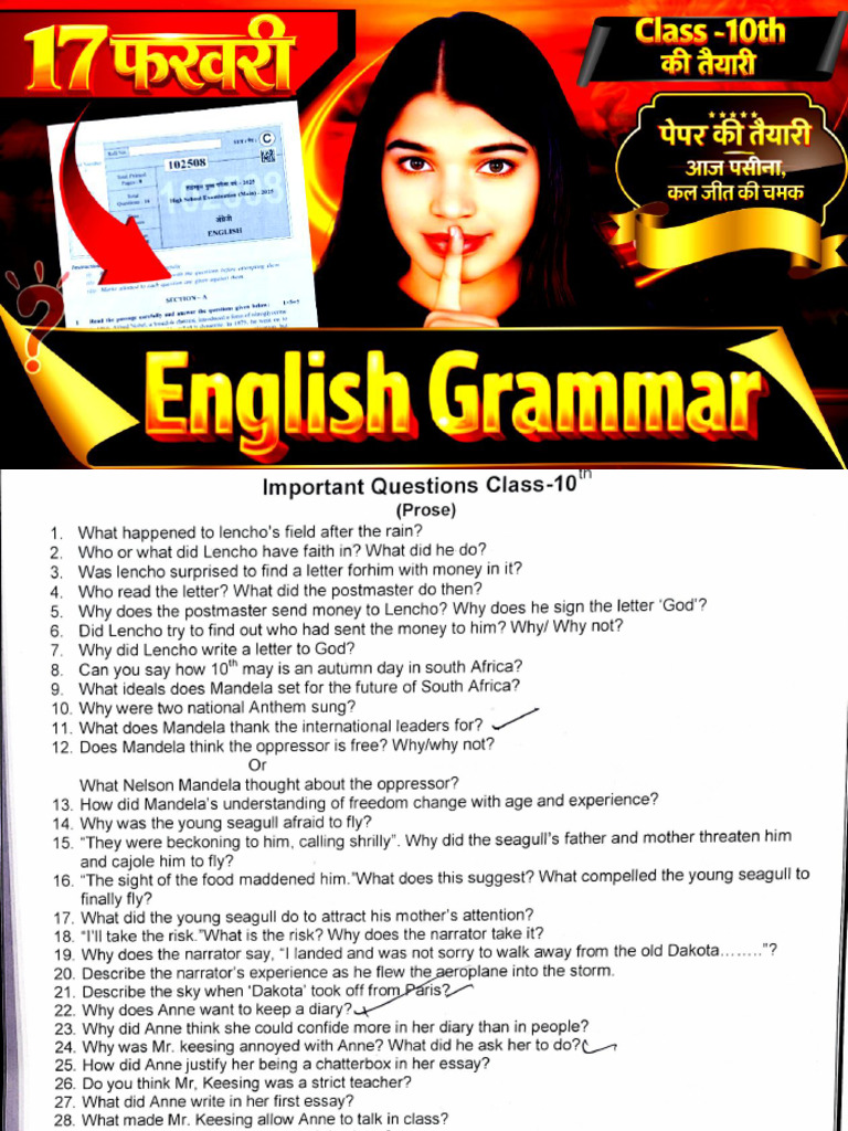 10th English Imp Questions | PDF